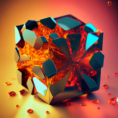 Aufkleber - Beautiful Abstract colourful   background. Starburst dynamic cube. 
