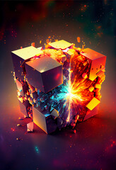 Aufkleber - Beautiful Abstract colourful   background. Starburst dynamic cube. 