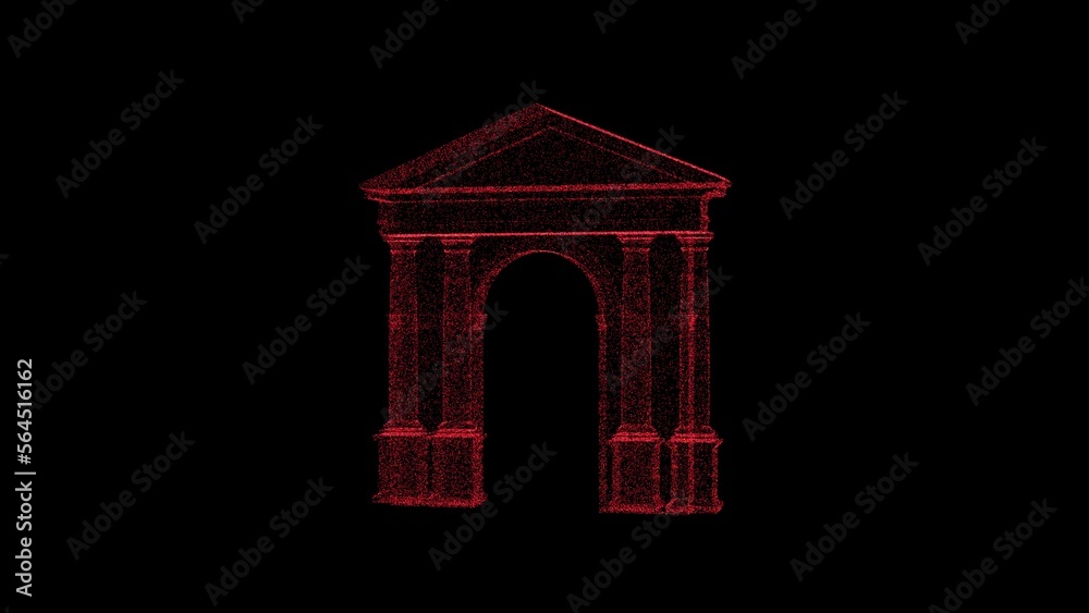Object With Arch 3D ancient antique arch on black background. Object consisting of red ...