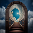 A stairway ascending through the gateway to heaven