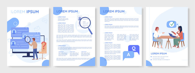 Wall Mural - Screening candidate CV and resume flat vector brochure template. Recruitment process booklet, leaflet printable color designs. Editable magazine page, reports kit with text space. Quicksand font used