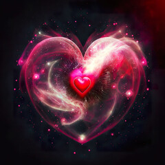 Wall Mural - Heart in outer space made of cosmic material made by generative ai
