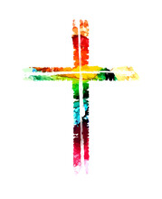 Vector Color Cross Grunge Style. Blob Cross. Happy Easter. Vector Illustration
