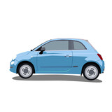 Fiat 500 teal hatchback transparent background