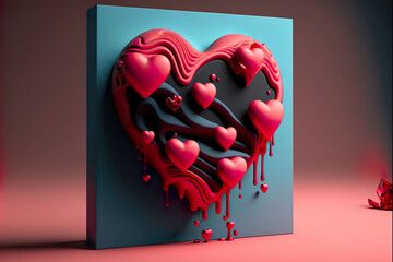 Wall Mural - Abstract heart graphic with black center made by generative ai