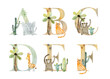 Watercolor safari animals letters for invitation card, nursery poster and other.