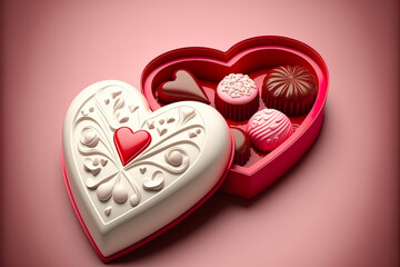 Wall Mural - Chocolate hearts in casing made by generative ai