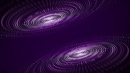Poster - double futuristic of circular flow of particles. digital cyberspace. network connections structure. 