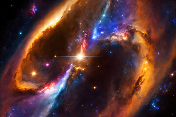 Wall Mural - Space galaxy with supernova nebula spiral background. Cosmos explosion and beautiful universe stars creation. Generative AI