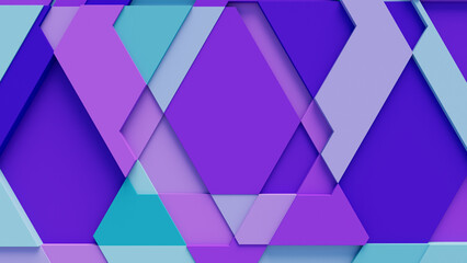 Purple and Turquoise Tech Background with a Geometric 3D Structure. Clean, Minimal design with Simple Futuristic Forms. 3D Render.