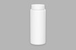 Empty blank White Baby powder bottle mockup isolated on a background. Baby talcum powder container, 3d rendering.