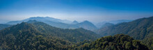 Aerial Panorama View Of Rolling Hill Mountain From 1715 View Point At Doi Phu Kha National Park, Nan Province, Thailand