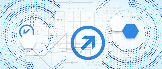 Abstract technology concept. Circuit board, high computer background. Vector illustration with space for content, web - template, business tech presentation.