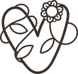 Doodle ornate letter emblem with flower. Logo for beauty studio, children books, kid and game design