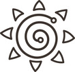 Doodle ornate flower emblem with vine. Logo for beauty studio, children books, kid and game design