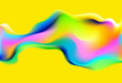 Abstract 3D liquid holographic shape. Yellow fluid background.