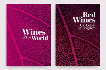 Poster - Template with vine leaf texture background. Vegetable background for wine designs. Vector illustration.