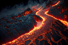 Streams Of Burning Lava Texture Spread Over Earth's Surface