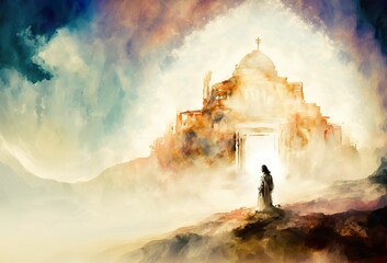  heaven god Church illustration landscape art pathway heaven artwork paradise sun light
jesus Divine nature background sky clouds faith religion dream christmas easter gerernative ai