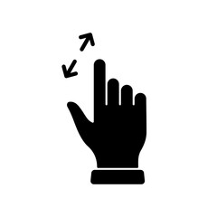 Poster - Zoom Gesture, Hand Finger Swipe Up and Down Silhouette Icon. Enlarge Screen, Rotate on Screen Glyph Pictogram. Gesture Slide Up and Down Icon. Isolated Vector Illustration