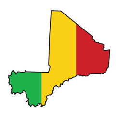 Poster - Mali Silhouette Flag Map