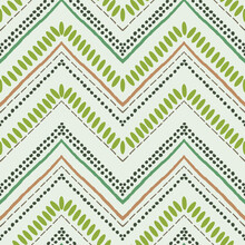 Seamless Ethnic Zigzag Chevron Pattern. Hand Drawn Colorful Geometric Olive Green Background. Striped Tribal Motifs. Vector Illustration
