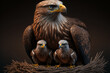 eagle family in the nest, generative ai
