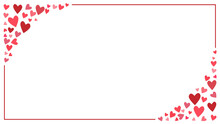 Red Frame With Hearts In Horizontal Web Format To Celebrate Valentine's Day