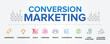 Conversion Marketing concept vector icons set infographic background illustration. CRO (conversion rate optimization).