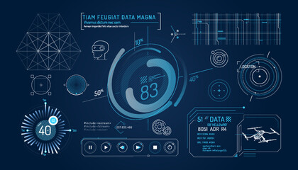 Wall Mural - Set of infographic elements about virtual reality drone control.