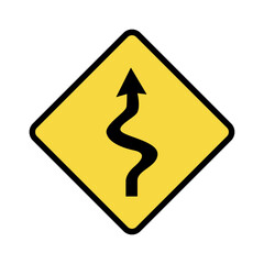 Right winding lane signs, Brazilian traffic sign vector illustration.