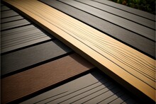 wpc terrace. wood plastic composite decking boards , ai generated