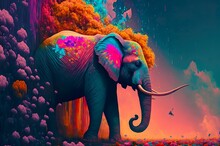 Mother Nature Giving An Elephant A Bath, Generative AI