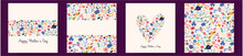 Happy Mother's Day Vector Greeting Cards Set With Flowers