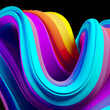 © PixlMakr - 3D Rendering Of Colorful Abstract Twisted Wavy Shape In Motion. Computer Generated Geometric Digital Art. Generative AI