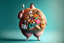 An Obese Person Represents The Rising Concern Of Obesity And Diabetes In The World.