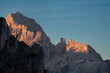 sunset in the dolomite mountains