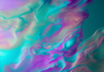 Wall Mural - cyan holographic iridescent liquid surface graphic texture background, generative ai	