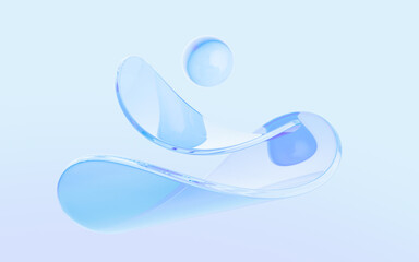 Poster - Blue abstract curved glass background, 3d rendering.