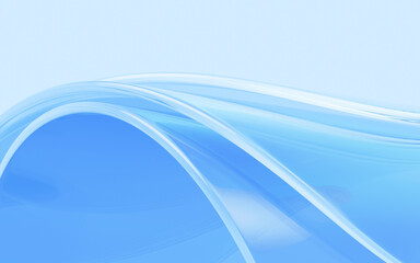 Poster - Blue abstract curved glass background, 3d rendering.