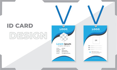 Simple vector office ID card design template. Creative Corporate Business identity card for employees with  color variations.