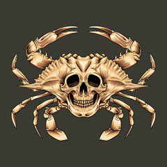 Wall Mural - Skull head crab logo premium