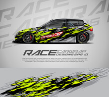 Sport Car Wrap Decal Design Vector For Race Car, Pickup Truck, Rally, Adventure Vehicle,  And Sport Livery. Graphic Abstract Stripe Racing Background Kit Designs. 
