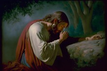 Christ Praying Prostrate On The Ground Weeping In The Garden Of Gethsemane At Night Photograph By Carl Heinrich Bloch 