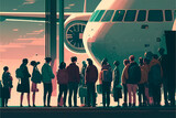 Fototapeta Sport - menschen warten flughafen boarding 