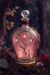 love elixir in a beautiful red bottle close-up