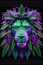 Lion Head Made Of Marihuana Flower