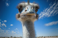 Ostrich Looking Into Camera - AI Generated
