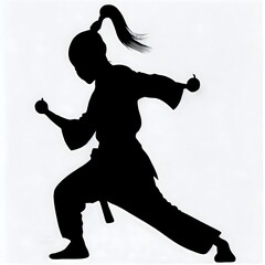 silhouette of a asian Kung Fu woman