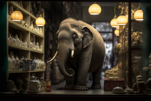 Elephant In A Dishes Shop